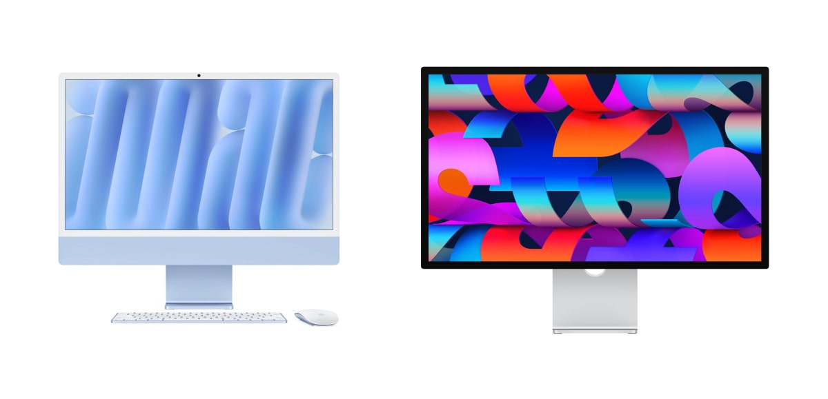 Apple imac vs studio display, side by side image